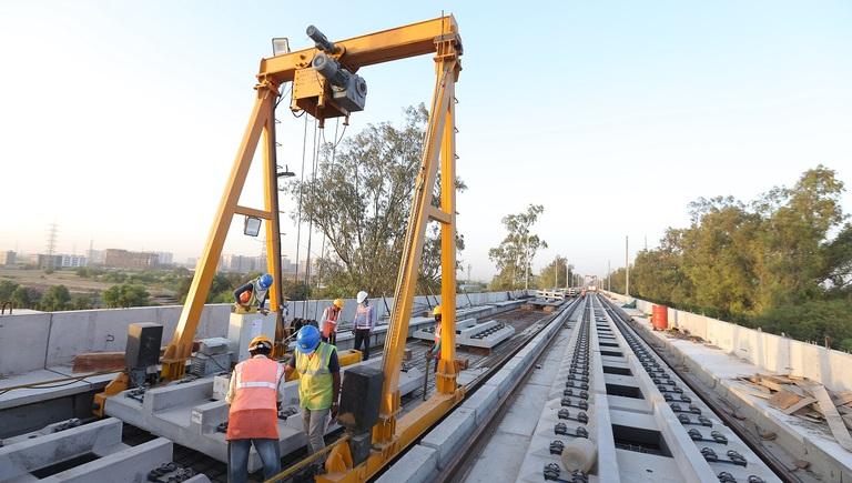 Track Slab installation on RRTS Viaduct