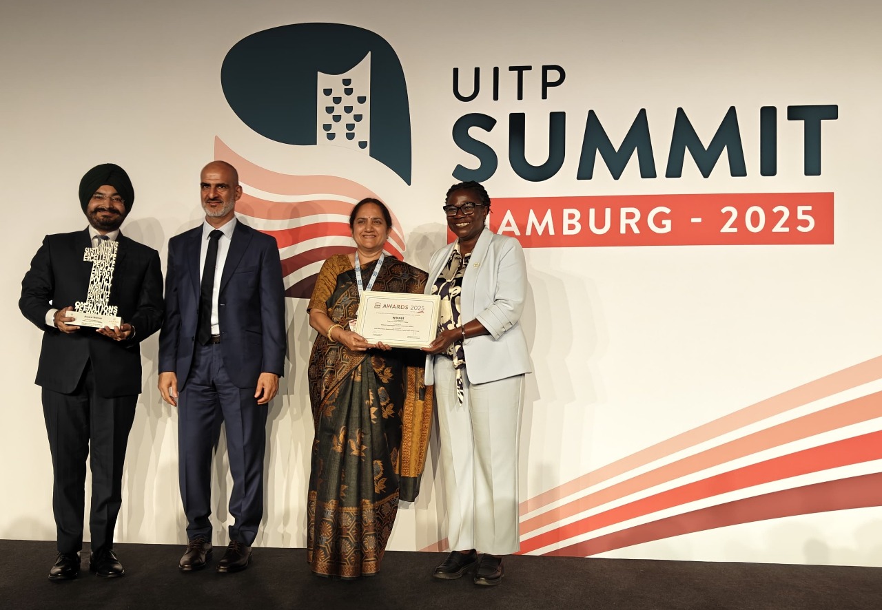 UITP Award for ‘Public and Urban Transport Strategy’ NCRTC was conferred with the prestigious UITP Award under the category ‘Public and Urban Transport Strategy’ for the Delhi-Ghaziabad-Meerut Namo Bharat corridor, at the UITP Global Public Transport Summit 2025 held in Hamburg, Germany. Ms. Namita Mehrotra, Director, Finance, received the award on behalf of team NCRTC at the UITP Summit.
