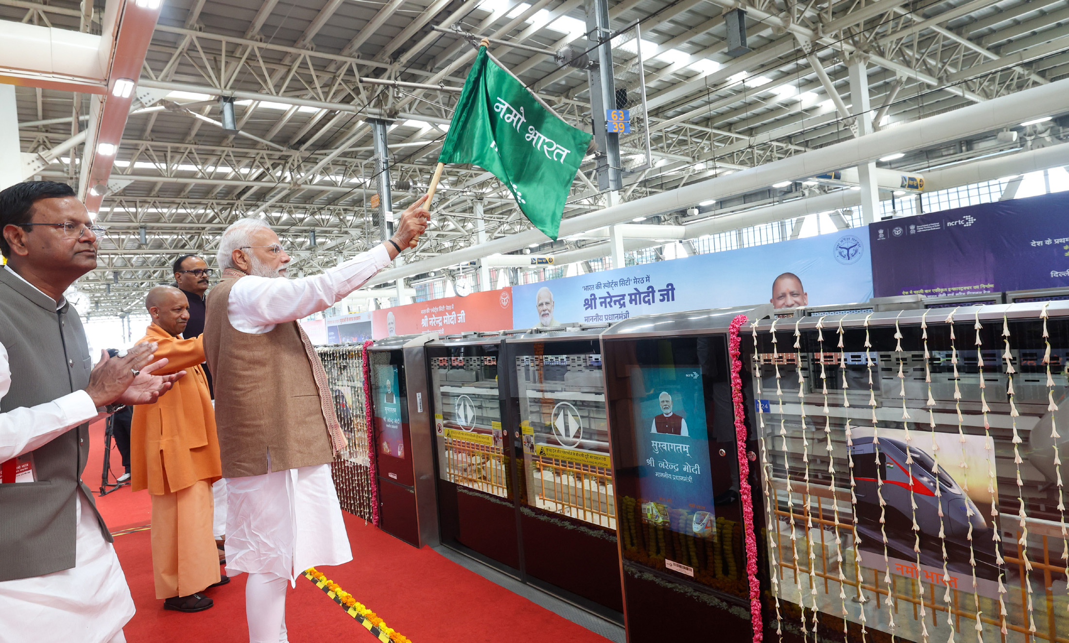 PM flags off Meerut Metro and Namo Bharat Train at Shatabdi Nagar Namo Bharat Station, in Meerut, Uttar Pradesh on February 22, 2026.
