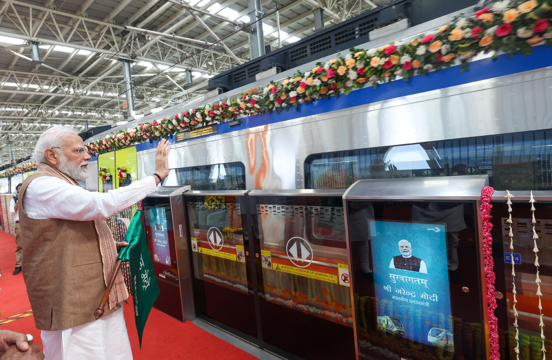 PM flags off Meerut Metro and Namo Bharat Train at Shatabdi Nagar Namo Bharat Station, in Meerut, Uttar Pradesh on February 22, 2026.
