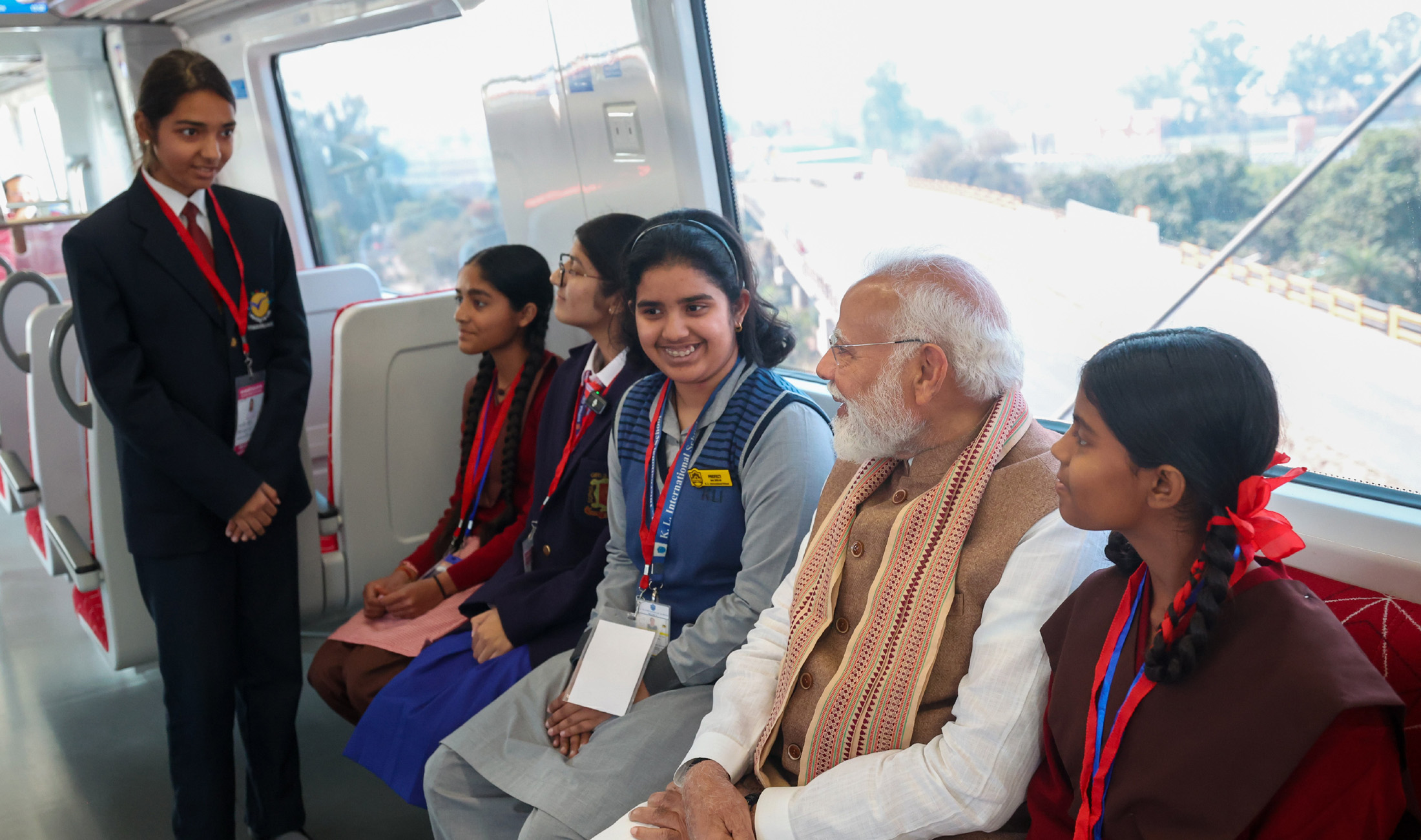 PM undertakes a metro ride till Meerut South Station, in Uttar Pradesh on February 22, 2026.