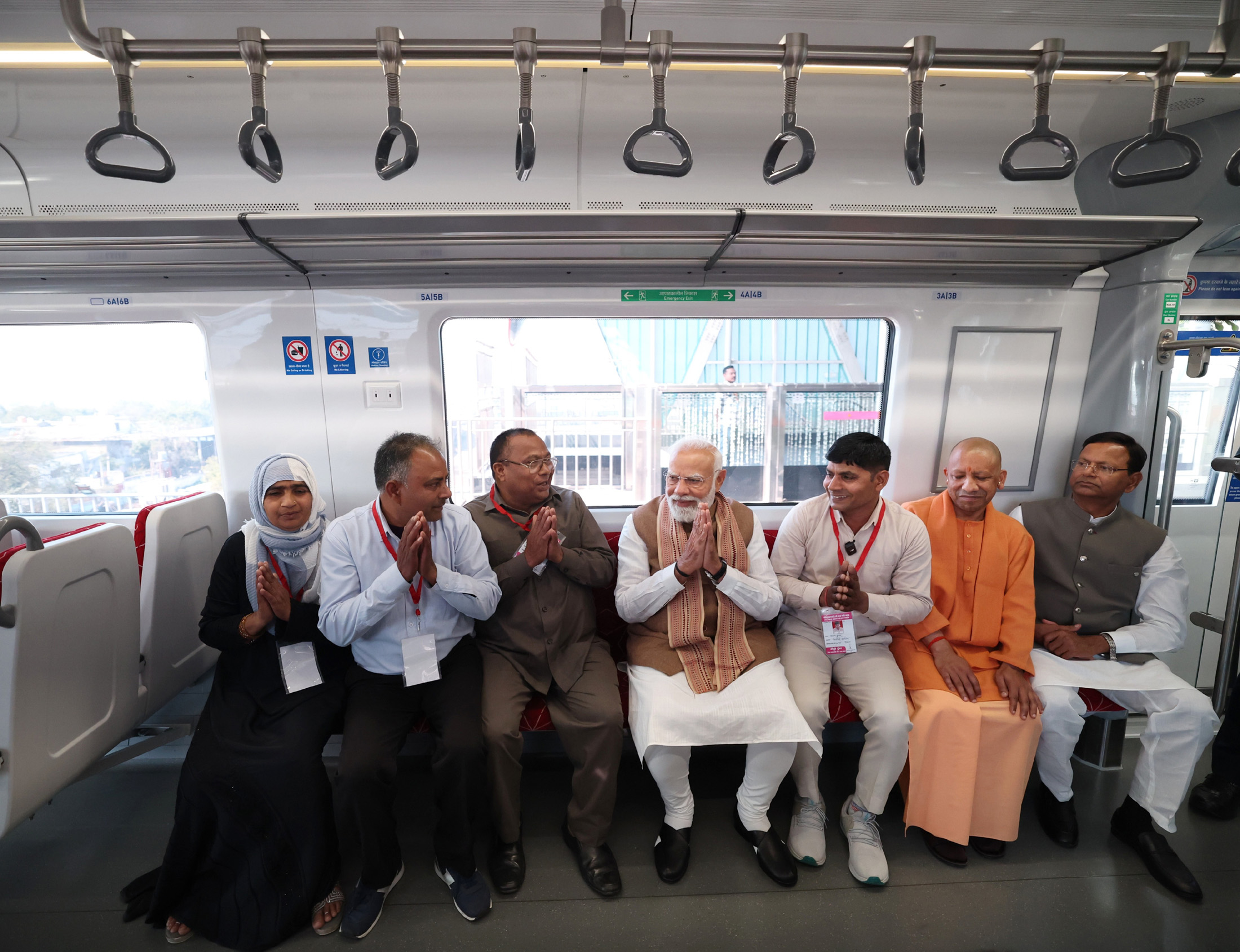 PM undertakes a metro ride till Meerut South Station, in Uttar Pradesh on February 22, 2026.